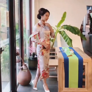 daidai (Ready Stock) Women Cheongsam Dress Long Sleeve Baju Tradisional Cina Perempuan Muslimah Plus Size Qipao