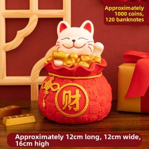 Large Capacity Cat Figurine Money Box Childrens Living Room Decor Only Inflow No Outflow Savings Jar Creative Gift