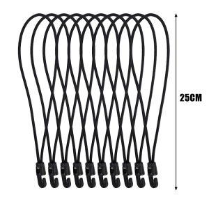 Mini Latex Elastic Bungee Cords Metal Hooks High Stretch Tiedown Straps Flexible Fastening Rope Luggage Camping Binding Supplies