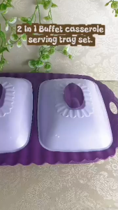 PONYHOME 2in1 Buffet Casserole Serving Set Food Container Tray with Ladle Kitchenware Food Storage