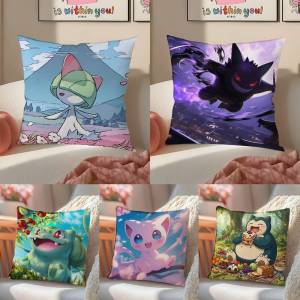 Bandai | Pokemon Treecko Anime Plush Pillow Cover Soft Short Plush Cushion Cover For Sofa Bedroom Home Decor Gift Decoration