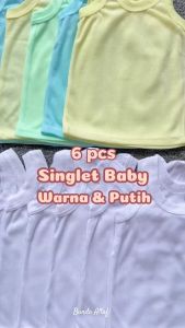 6 pcs Singlet Bayi Warna Murah S M L XL - Kaos Dalam Anak