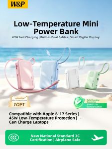 W&P | Portable Ultra-slim With Integrated Cable Power Bank 10000mAh