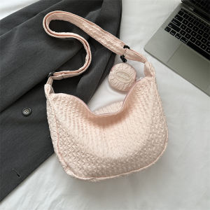 Dumpling Shaped Canvas Crossbody Bag Fashionable Casual Large Capacity Shoulder Bag for Women Ideal for Summer School and Commuting