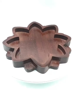 Wooden Lotus Crystal Tray Water Resistant Design for Bathroom Essential Oils Stone Storage