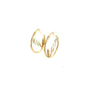 Nathalias NY ต่างหูห่วงทองคำแท้ 14K รุ่น ดีไซน์อักษร Love (เวลาจัดส่ง 7-10 วัน)  Love Hoop Earrings