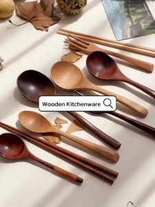 Ready Stock Wooden Kitchenware Japanese Tableware Set Cooking Utensils Dining Rice Plate Salad Soup Bowl Spoon Cutlery Slotted Spatula Tea Cup Beer Mug Sauce Plate Toothpick Holder Bread Tong Bakery Mangkuk Cawan Pinggan Sudu Garpu Senduk Kayu Dapur