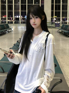 Áo Thun Dài Tay Ren Cổ Tròn Rộng Rãi Mùa Thu Mới Cho Nữ Áo Chống Nắng Áo Khoác Áo Thun Thường Ngày Áo Thun Cotton