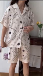 Piyama Sutra Untuk Wanita / Piyama Sutra Mode Kamelia Kasual celana pendek lengan pendek and Celana Panjang