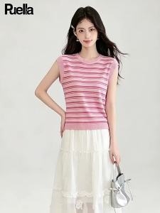 puella | Stripe Design Korean Style Linen Ice Silk Knitted Top