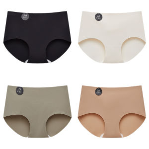 ฟอลล์สวีท 4 ชิ้น/เซ็ตไม่มีรอยต่อผ้าไหมกางเกงผู้หญิงผ้าไหมหม่อนกางเกงสบายกางเกงนุ่มน้ำหนักเบาชุดชั้นใน M-2XL