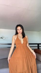 SC93 Maxi Linen Layered Backless Dress: Comfortable Summer Outfit