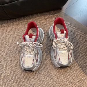 WANGGONGZHU | Silver Thick Bottom Dad Shoes Womens Spring 2025 New Breathable Heightening Casual Sports Shoes Fashion Versatile Womens Shoes