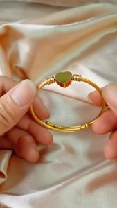 LADAMAS Gelang Rantai Titanium Berkilau Dengan Motif Hati Anti Karat Untuk Harian GT6