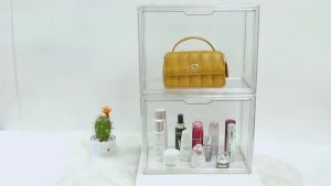 Display Case Shoe Storage Boxes Drop Front Luxury Stackable Bag Container Box