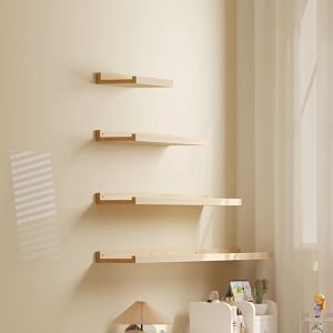 GOLD Solid Wood Wall Shelf Partition 30CM/60CM/90CM/120CM Home Living Rak Hiasan Dinding Wall Rack Floating Rak Buku墻上置物架