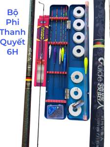 Combo bộ cần câu tay câu đơn câu đài cao cấp Phi Thanh Quyết 6H hộp phao ngọn phụ zin trục lưỡi đôi như hình