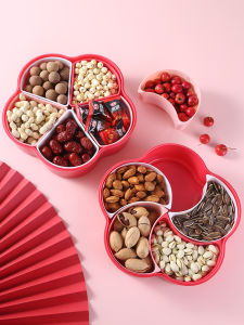 Chinese Style Plastic Fruit Tray Candy Box Storage Container for Tea Table Snacks Display And Year-End Celebration Decor