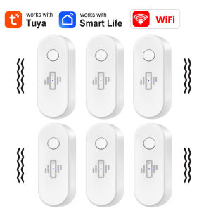 Tuya WiFi Vibration Sensor White Black Door Window Glass Broken Detector Home Security Anti-theft Smart Life APP Real-Time Alert