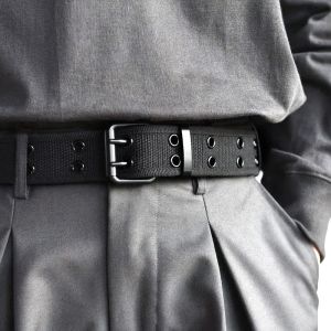 Mens Belt Double Row Metal Needle Buckle Woven Belt Womens Leisure Sport Outdoor Work Belt， Pair with Pants Jeans Neutral Belt