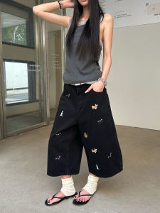 WILDAZI | Embroidered Loose Denim Shorts