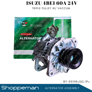 ISUZU 4BE1 ALTERNATOR ASSEMBLY TRIPLE PULLEY WITH VACUUM 60A 24V BY-0511IR SQ-1P