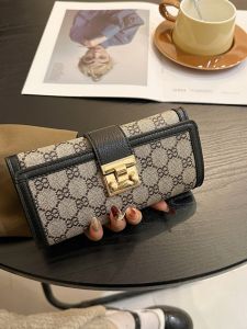 2025 Hot Sale New Style Long Letter Color Block Wallet Women Fashionable PU Leather Short Card Holder Versatile Youth Purse