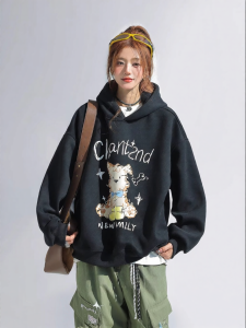 CHANT2nd | Korean Style Casual Printed Hoody Womens Loose Top