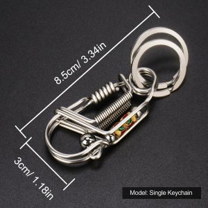 Stainless Steel Keychain Handmade Matte Round Bead Colorful Engraved Charm Mechanical Key Ring American Mens Trinket Style