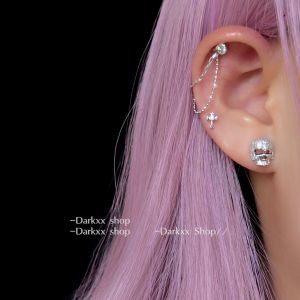 Darkxx Mini Skull Crossbones Earrings Cool Fashionable Front And Back Style Studs Jewelry Fashionable Fashion Jewelry