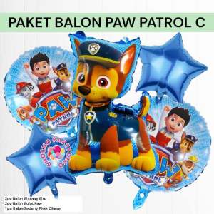 Paket Balon PAW PATROL C / Dekorasi Ulang Tahun Paw Patrol Chase Marshall Rubble Skye