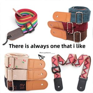 Guitar Strap Ukulele Strap Sling Folk Cartoon Cotton and Linen Crossbody Bass Electric Guitar Halter Shoulder Strap