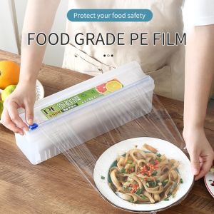 Household Reusable Food Plastic Wrap Dispenser With Cutter Adjustable Cling Film Cutter Kitchen Tools Supplies Healthy