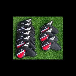 [Bossku] Premium Golf Shark Iron Cover Leather PU Protection Head Cover 9pcs-Best Selling