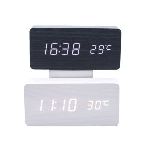 Alarm Clock LED Wooden Watch Table Voice Control Digital Wood Despertador USB/AAA Powered Electronic Desktop Clocks