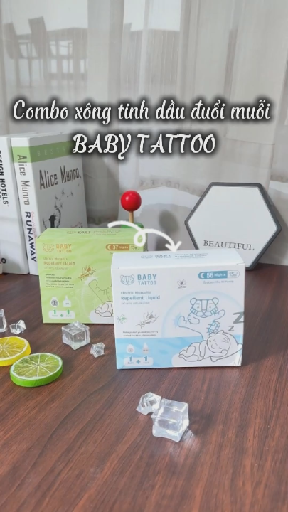 Combo Máy Xông & Tinh Dầu Đuổi Muỗi KHÔNG MÙI KHÔNG KHÓI An Toàn Cho Bé, Chống Muỗi Tuyệt Đối, Dễ Dàng Sử Dụng, Tiện Lợi BABY TATTOO