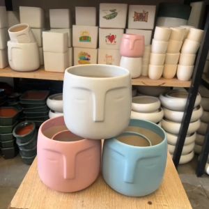 Chậu sứ trồng cây cảnh mini cây nội thất cây để bàn cây hoa kiểng hình khuôn mặt