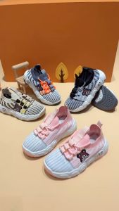 Childrens Flyknit Sneakers Breathable Mesh Boys Shoes and Girls Baby Shoes Black/Pink/Orange