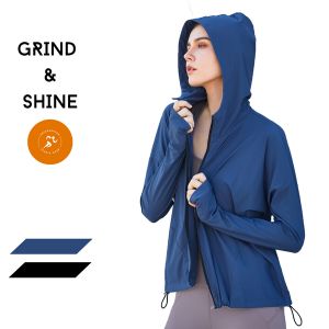 [SG READY STOCK] UV protection UPF50+ sports hoodie jacket/yoga top for women by Grind and Shine