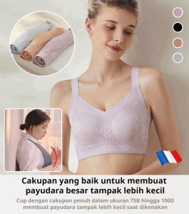 Bra pengunci lemak berteknologi mulus dan non-sensorik Pakaian Dalam Ultra Tipis untuk Wanita dengan Payudara Besar Tanpa Kabel Telinga Kelinci Dapat Disesuaikan Bra Cup Penuh