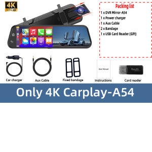 4K Mirror Dash Cam Android Auto 5G WiFi Support GPS 1080P Rear Camera Night Vision Loop Recording 24H Parking Monitor