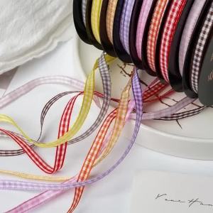 (50yards/roll) 6mm Plaid Ribbon Gift Wrapping Decoration Christmas Silk Ribbons for Wedding DIY Craft Handmade Hair Bows Ribbon