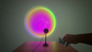 Sunset Projection Lamp Remote Control 16‑Color Ambient Night Light for Bedroom Background Wall Art Photography Shooting Props