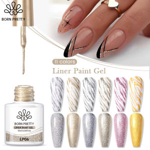 BORN PRETTY 10ML Liner Paint Gel Nail Polish 11 Colors Gold Silver Glitter Sequins Soak Off UV LED Gel French Drawing Nail Art