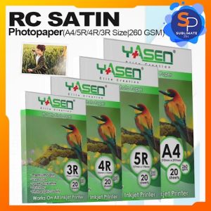 Yasen RC Satin Photo Paper 260GSM | 20 Sheets A4/5R/4R/3R Semi-Gloss Waterproof Paper for Inkjet Printing