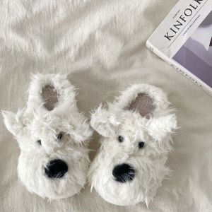 Xishu Cute Scrawl Puppy Cotton Slippers Female Fall and Winter Indoor Home Non-Slip Stuffed Slippers Confinement Cotton Shoes Ins