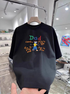 Áo Thun Nam Tay Ngắn in Chữ Hoạt Hình Phong Cách Đường Phố Mùa Hè Cổ Tròn Rộng Rãi Chất Liệu Cotton Thoáng Khí Thoải Mái Thường Ngày