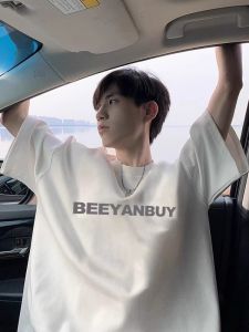 American Retro Cotton Short Sleeve T-Shirt Mens Summer Loose Versatile Half Sleeve Trendy Casual round Neck Top for Men