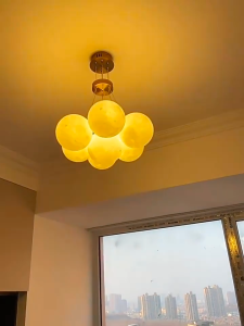 3D Printed Spherical Pendant Light (15cm White Version): Tri-Color LED Selectable 7/13/19 LED Beads Available