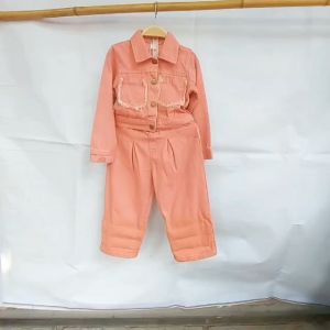 Set bộ bò bé gái 4-10 tuổi quần ống sớ Bộ dài tay cho bé vải bò cao cấp kiểu dáng thời trang